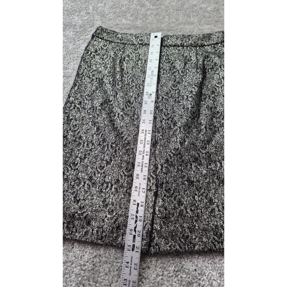 J Crew Black Gold Metallic Textured Pencil Skirt Womens Size 2 Wool Blend Zip - Picture 6 of 9
